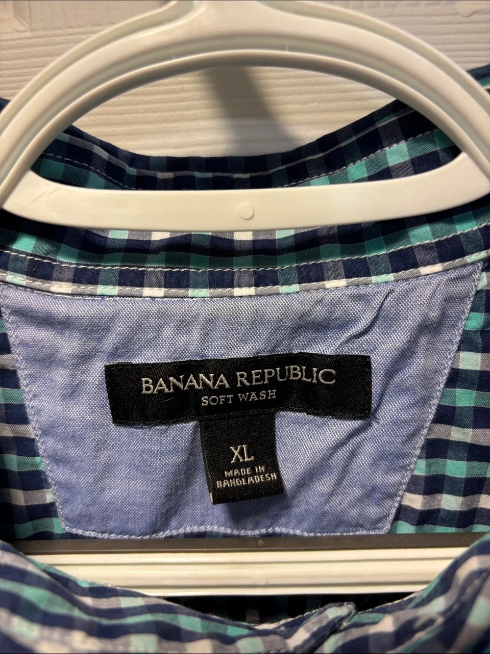Banana Republic Green & Blue Gingham Button-Down Shirt